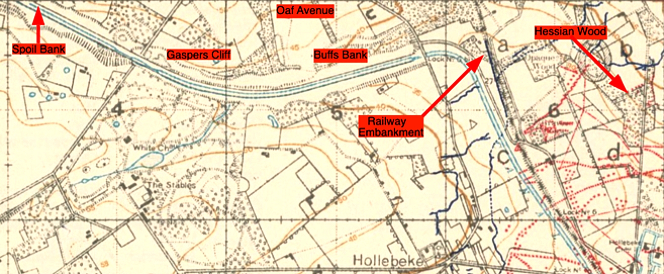 Area near Hollebeke, Belgium where William was to see action 1917